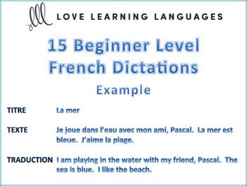 15 Beginner Level French Dictées | Teaching Resources