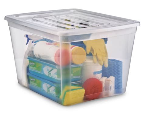 type A Transparent Storage Box with Lid and Snap-In Wheels, 80-L ...