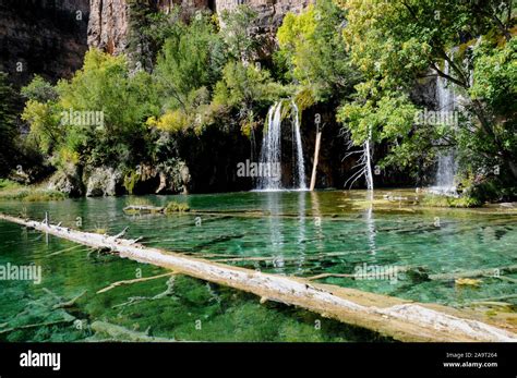 Hanging Lake, Glenwood Canyon near Glenwood Springs Colorado is a rare example of a travertine ...