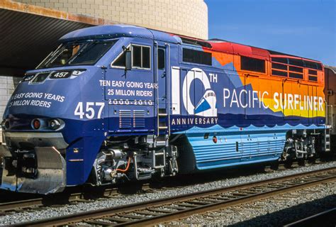 Amtrak F59PHI locomotive #457 in special Pacific Surfliner 10th ...