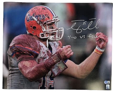 Tim Tebow Autographed Signed Florida Gators Muddy 16x20 Photo with 4-0 ...