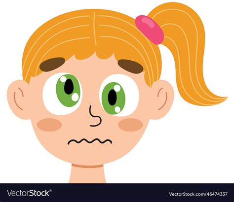 Confused girl face little dizzy kid clipart Vector Image