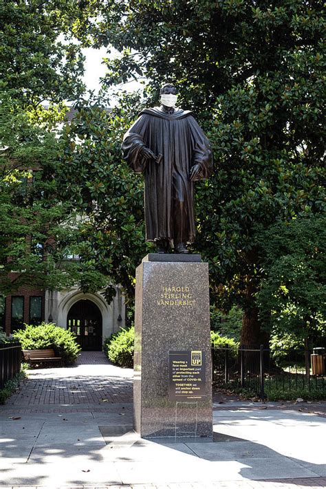 Harold Stirling Vanderbilt statue with mask on at Vanderbilt University ...