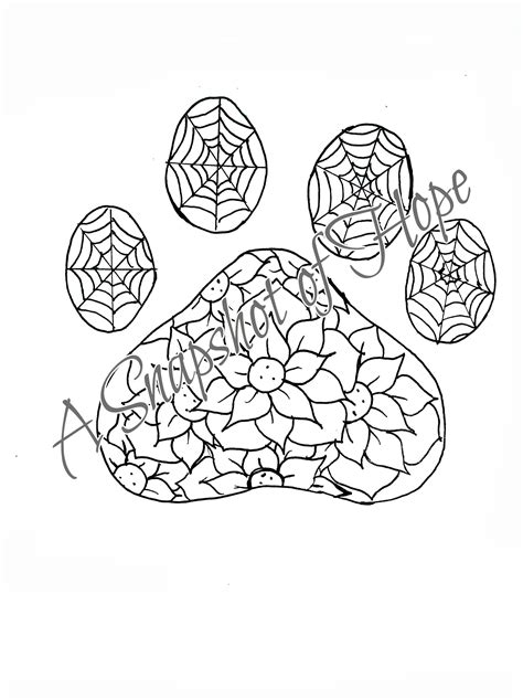 Paw Print Coloring Page Digital Download - Etsy
