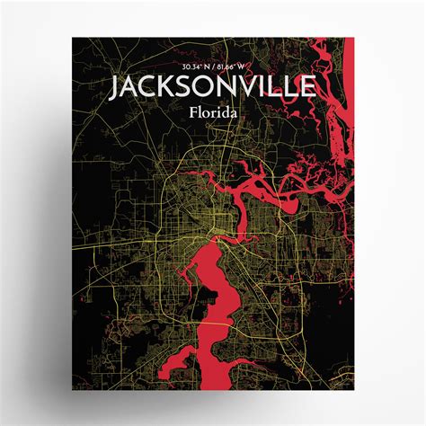 Jacksonville City Map, Art Print, Wall Decor - OurPoster.com