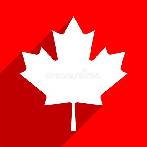 Canadian Flag the Maple Leaf Symbol with Long Shadow on Square Designed ...