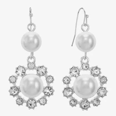 Monet Jewelry Simulated Pearl Drop Earrings, Color: White - JCPenney