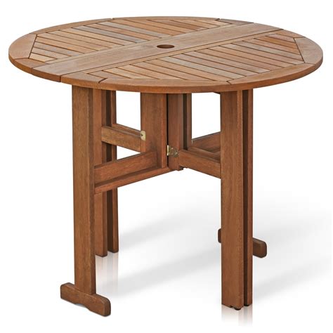 Furinno Tioman Outdoor Hardwood Gateleg Round Table - Walmart.com