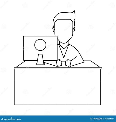 Doctor Office Concept Black and White Stock Vector - Illustration of people, medical: 136728348