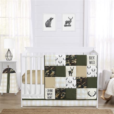 Woodland Camo Collection 4 Piece Bumperless Crib Bedding