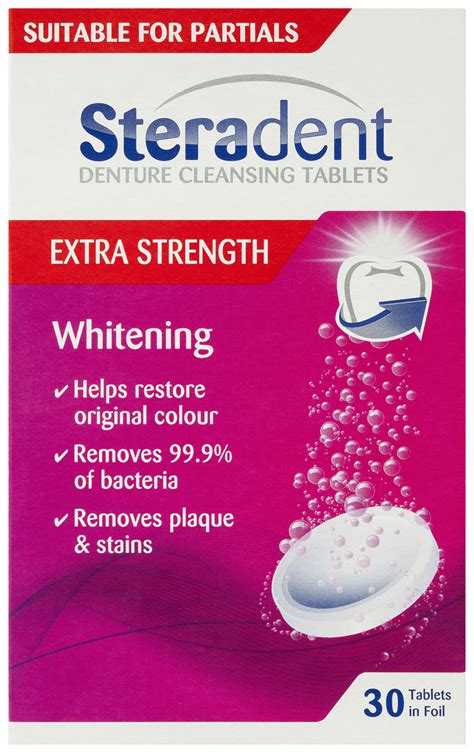 Steradent Denture Cleaning Tablets Extra Strength Intensive Whitening ...