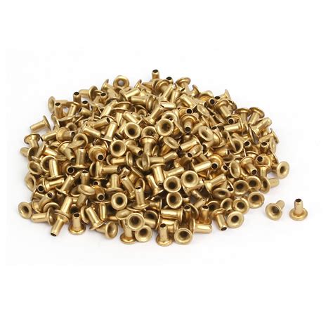 500pcs M2x4mm Brass Plated Metal Hollow Eyelets Rivets Gold Tone - Walmart.com