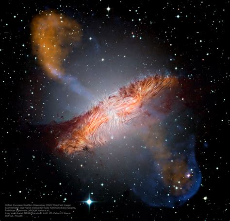 APOD: 2021 April 21 - Centaurus As Warped Magnetic Fields