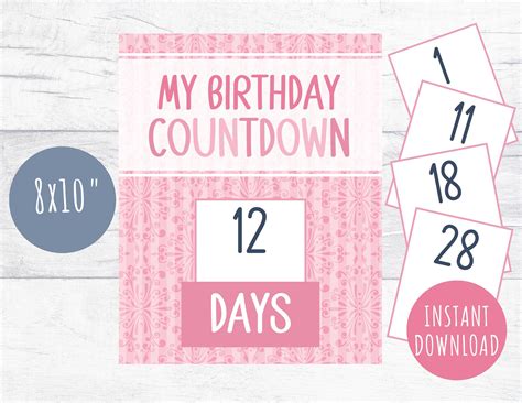 Birthday Countdown Calendar Printable DIY Kids Countdown - Etsy