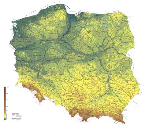 Large detailed physical map of Poland | Poland | Europe | Mapsland | Maps of the World