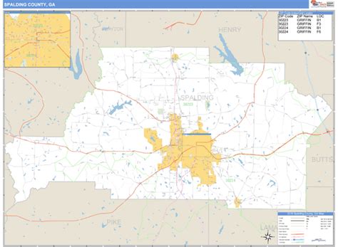 Spalding County, Georgia Zip Code Wall Map | Maps.com.com