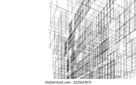 Linear Architectural Drawing Vector Illustration Stock Vector (Royalty Free) 2249796275 ...