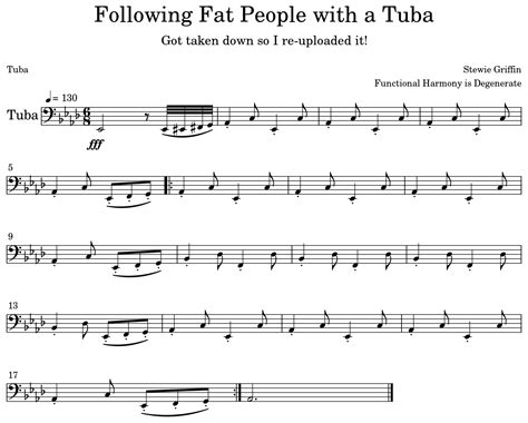 Following Fat People with a Tuba - Sheet music for Tuba