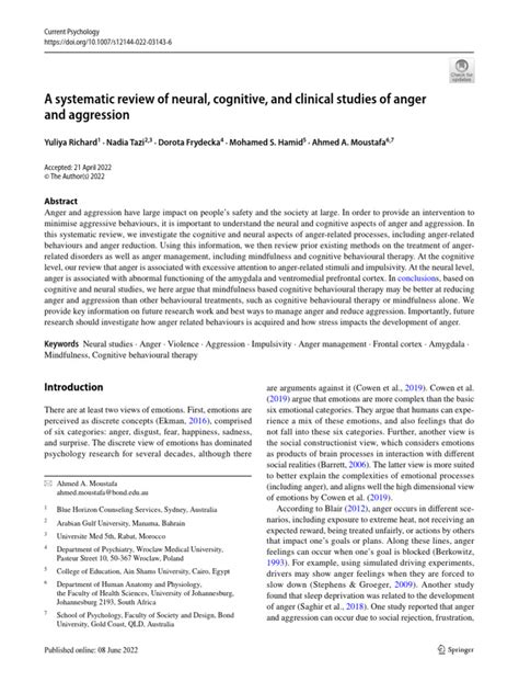 Richard Et Al., (2022) Revisión de Estudios | PDF | Anger | Amygdala