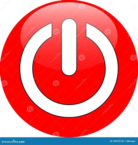 Shutdown Button Red Color Crystal with Shutdown Icon Symbol Stock Vector - Illustration of ...