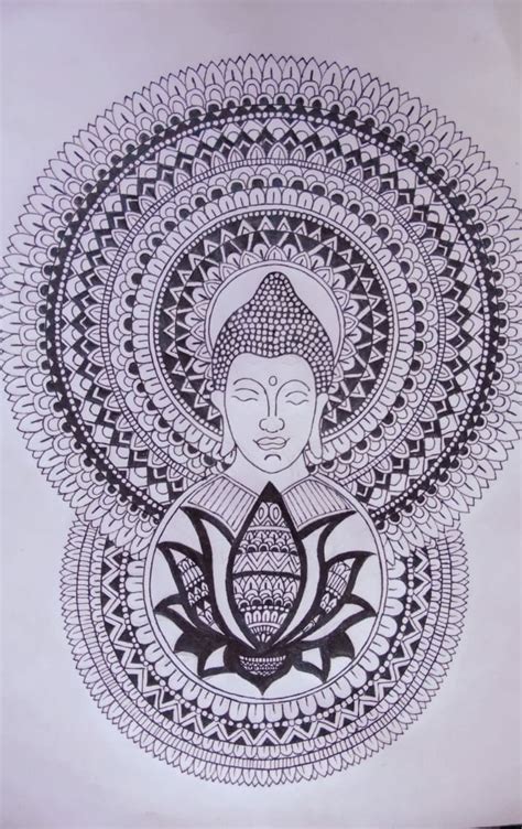 Lord Buddha #2 - Mandala Art (Size A4) - International Indian Folk Art ...