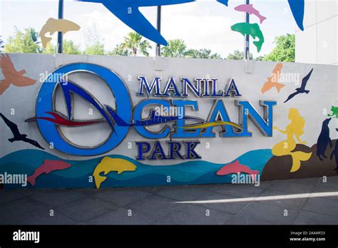 OCT.26, 2019-MANILA PHILIPPINES : Manila Ocean park huge signage at the entrace of the park ...