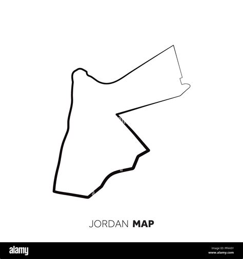 Jordan vector country map outline. Black line on white background Stock ...