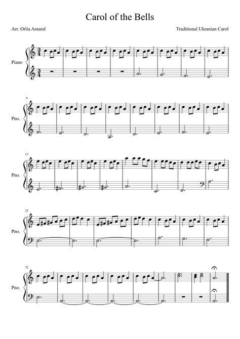 Carol of the Bells (easy piano) sheet music for Piano download free in PDF or MIDI