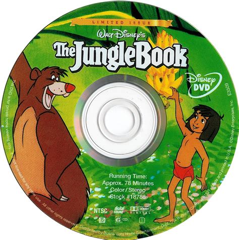 The Jungle Book (1967) R1 - Cartoon DVD - CD Label, DVD Cover, Front Cover