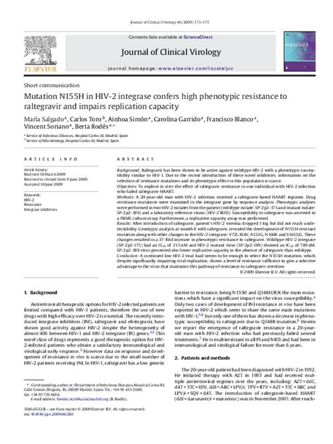 (PDF) Mutation N155H in HIV-2 integrase confers high phenotypic resistance to raltegravir and ...