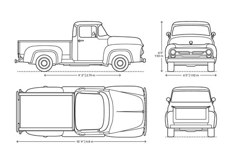 Ford F-*** **** Blueprint - Download free blueprint for 3D modeling ...