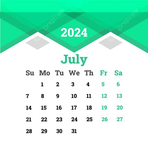 July 2024 Calendar Design Vector, July 2024, July, Calendar PNG and ...