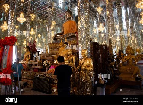 Buddha and buddhist saint holy arhat or buddhism noble monk arahant statue at Wat Muang temple ...