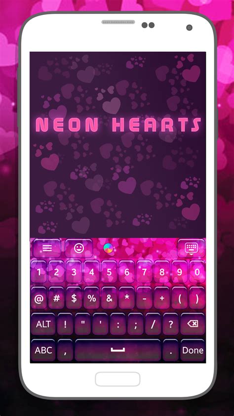 Neon Hearts for Emoji Keyboard