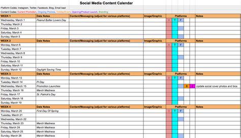 Downloadable Social Media Content Calendar Template - prntbl.concejomunicipaldechinu.gov.co