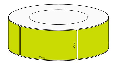 40x80mm Green Direct Thermal Permanent Label, 1800 per roll, 76mm core ...