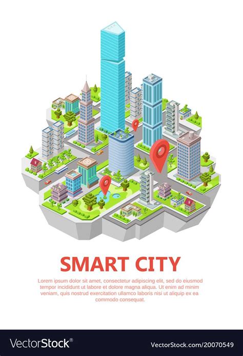 Isometric smart city 3d vector image on VectorStock