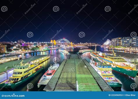 Panorama Night View of Sydney Harbour and City Skyline of Circular Quay ...