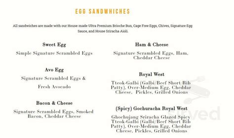 Egg Tuck menu in Los Angeles, California, USA