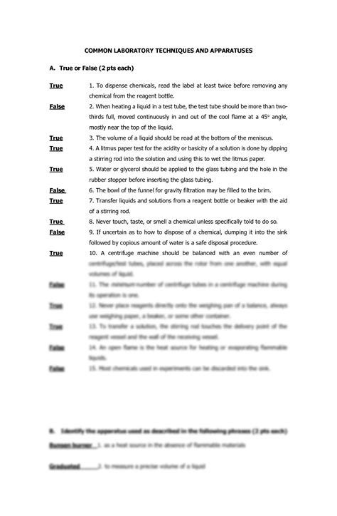 SOLUTION: Common laboratory techniques and apparatuses - Studypool