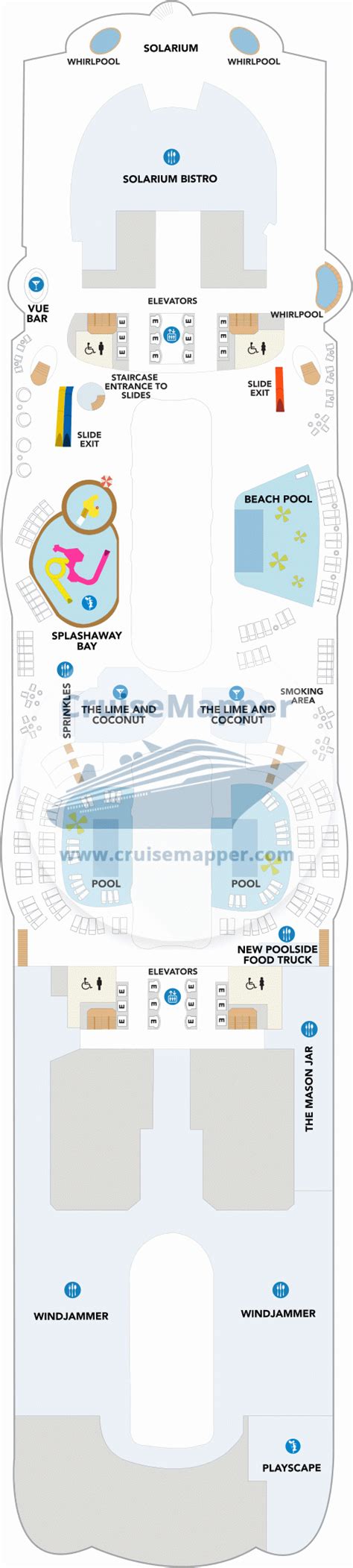 Utopia Of The Seas deck 15 plan | CruiseMapper