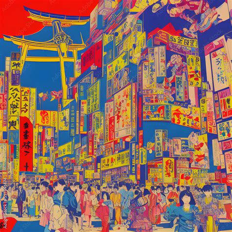 Cultural attractions Tokyo Japan pop art style ilustração do Stock | Adobe Stock