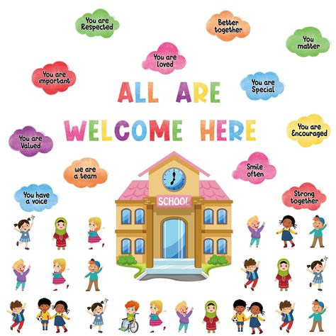 Buy 62 Pcs All are Welcome Bulletin Board Welcome Banner Diversity Educational Classroom Wall ...