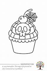 Spooky Skull Cupcake  Coloring Page coloring Pages sketch template