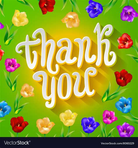 Thank you bright cartoon card made of flowers Vector Image