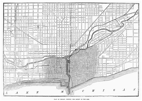 Posterazzi: Chicago Fire Map 1871 Nplan Of Chicago Showing The Extent ...