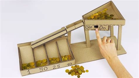 DIY Automatic Coin Sorting Machine from Cardboard | Coin sorting, Diy ...