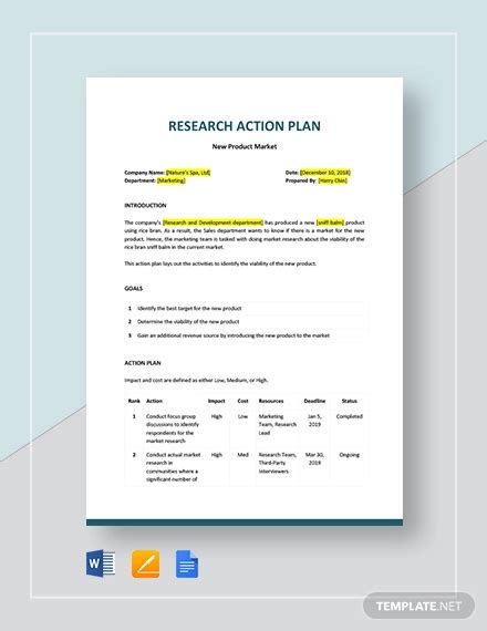 Research Action Plan - 13+ Examples, Docs, Word, Pages, PDF