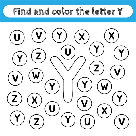 Learning worksheets for kids, find and color letters. Educational game to recognize the shape of ...