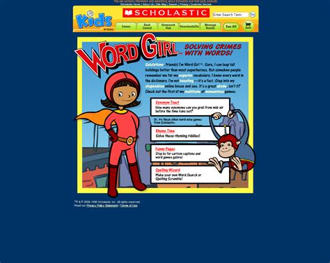 The Original WordGirl & Captain Huggy Face - Old Scholastic website ...